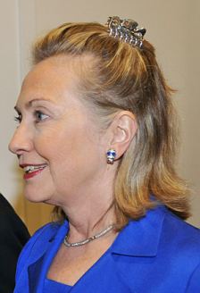 Hillary Clinton with a hair clip