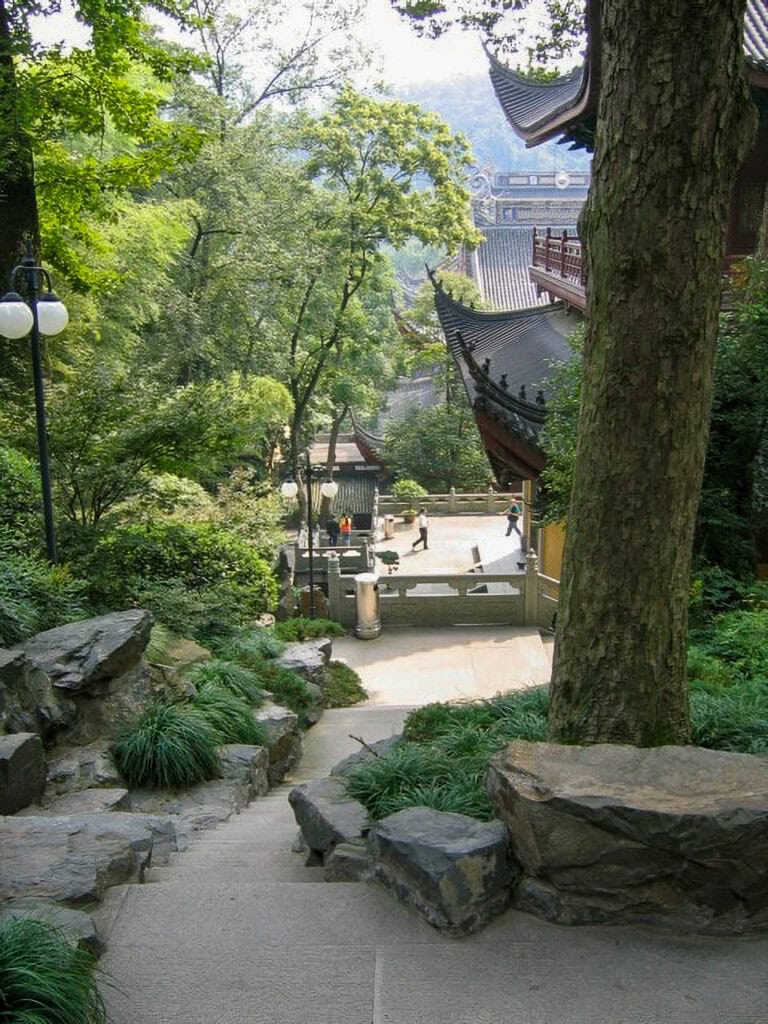 Views from the hills of Lingyin Buddhist Temple near Hangzhou, China