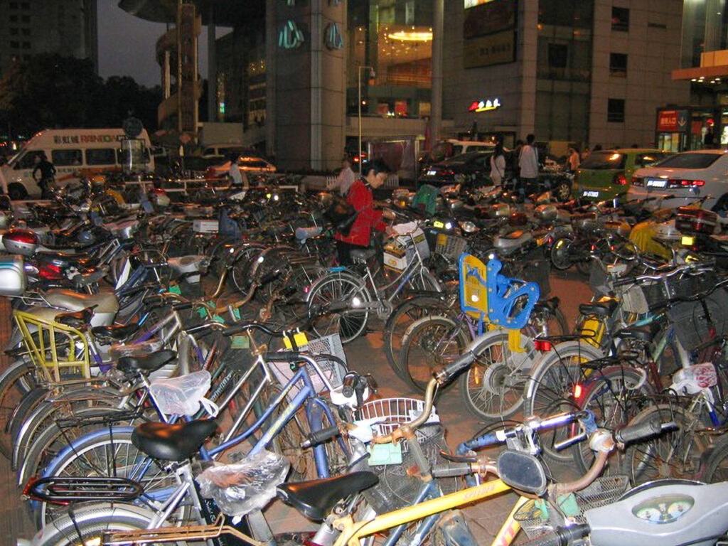 Bicycles near the mall in Hangzhou