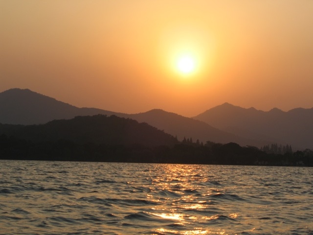 china sunset mountains