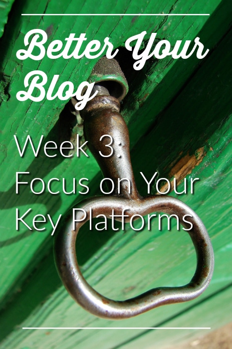 Better Your Blog Week 3 - Focus on Your Key Platforms