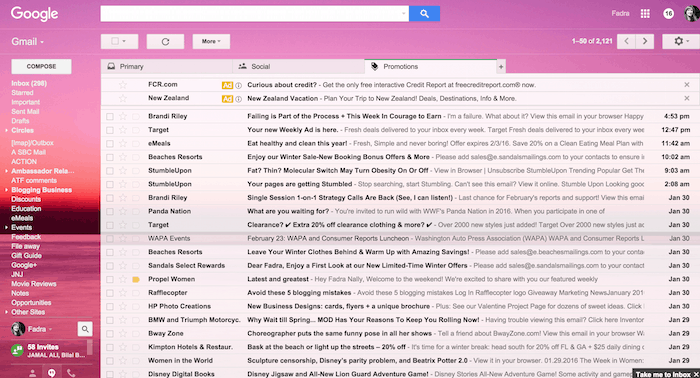 Social tab on Gmail