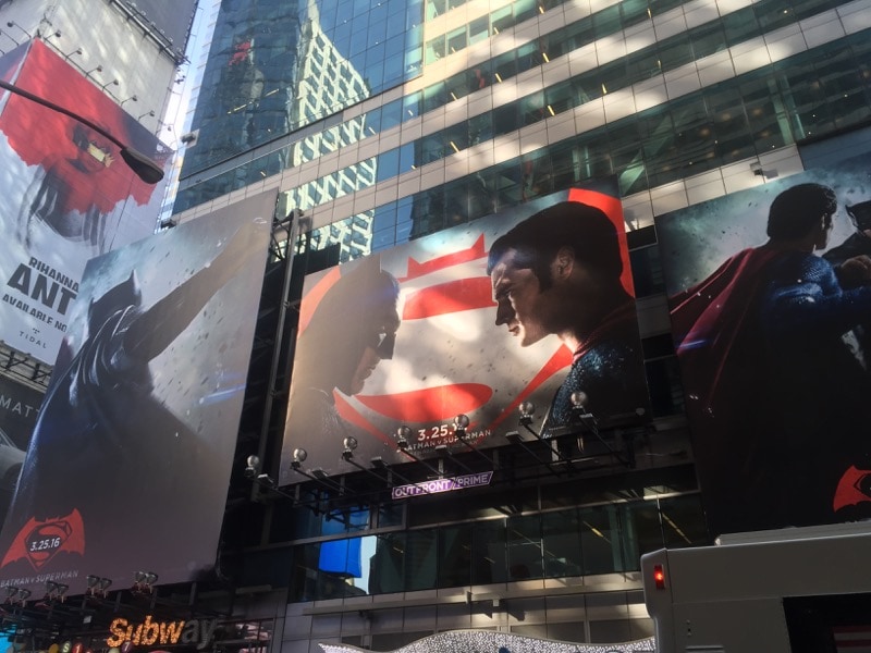 Batman v Superman in Times Square