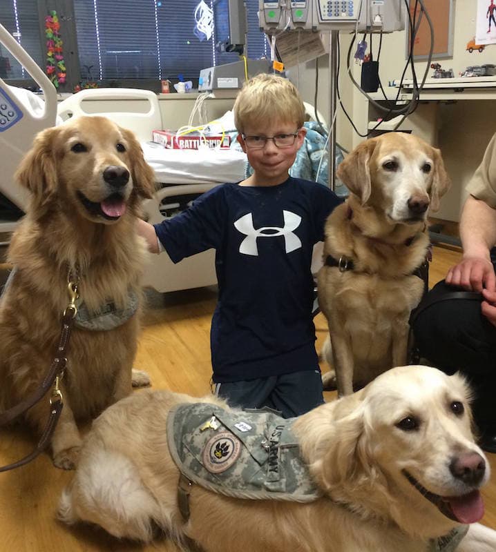 Zack and dogs at Walter Reed