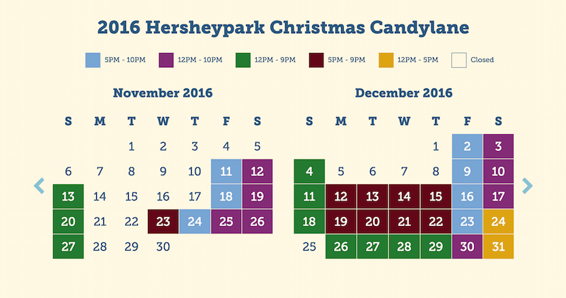 Hersheypark Christmas Candylane hours