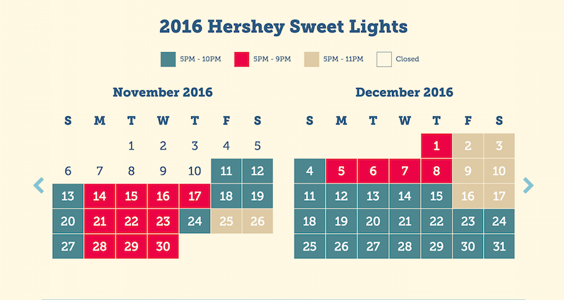 Hershey Sweet Lights schedule