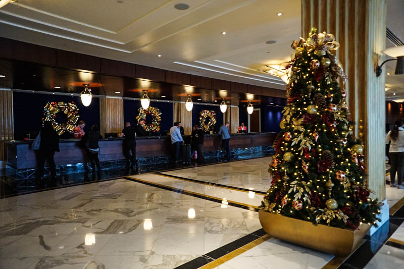 Gaylord lobby decorated for Christmas