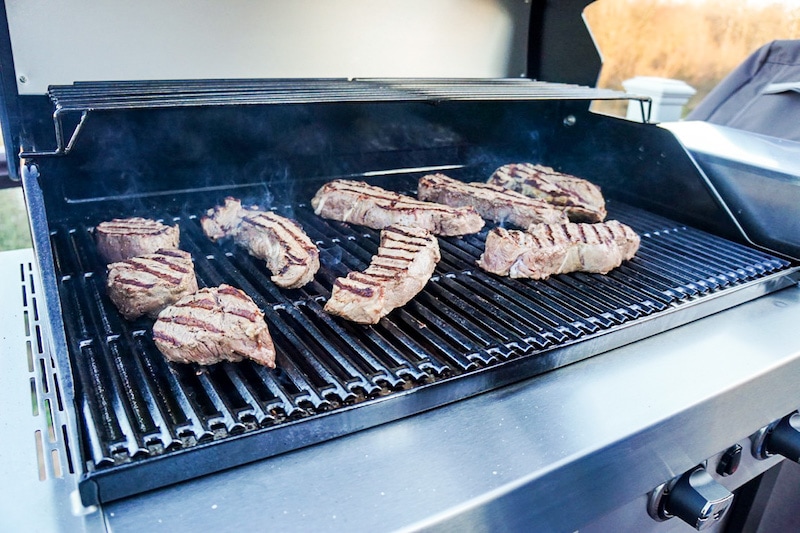 Cooking steaks on the Char-Broil grill