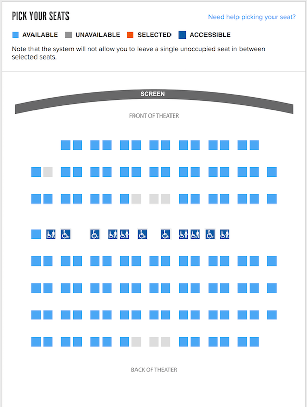 Dolby Cinema seat map