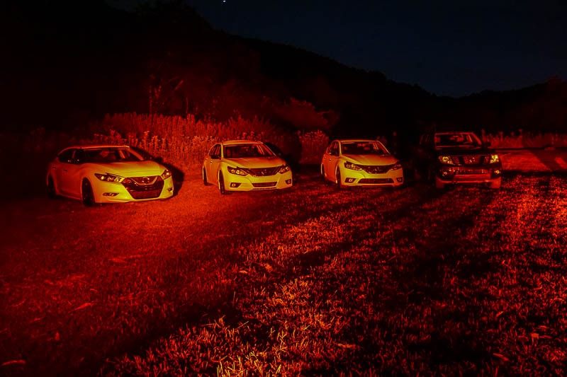 Red lighting for stargazing with Nissan