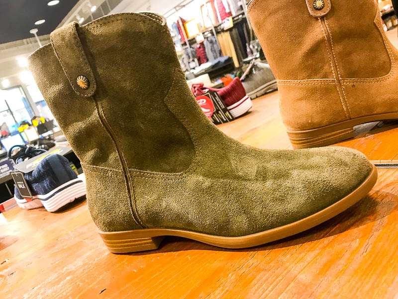Olive ankle boots at Bass Factory Outlet