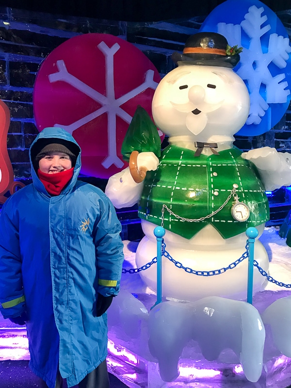 Evan and the snowman at ICE!