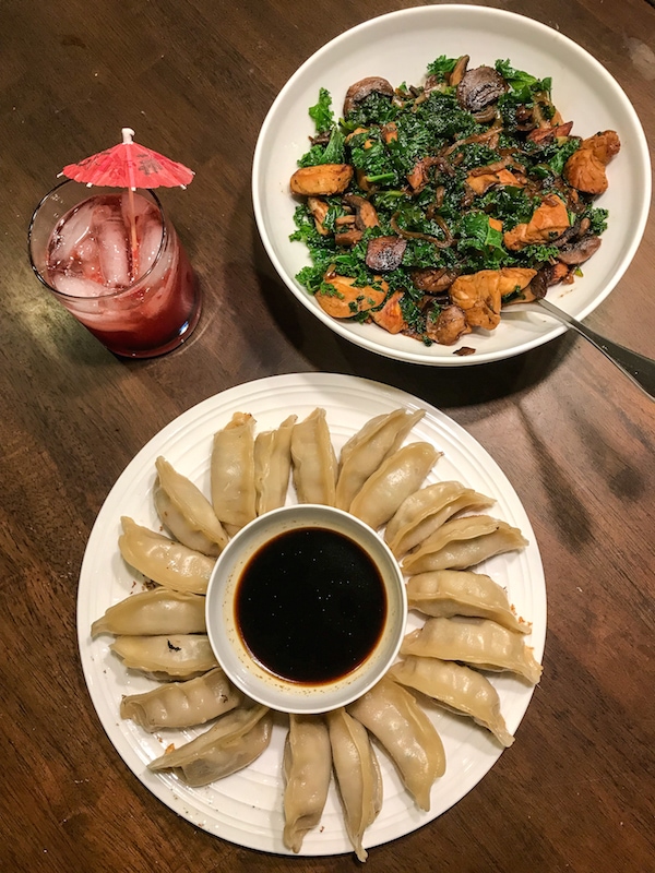 Chinese New Year meal with dumplings