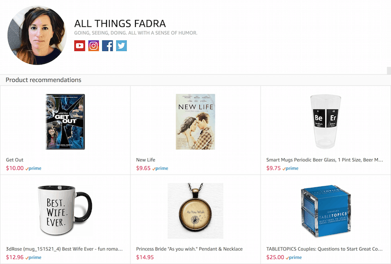 Amazon Influencer Page - All Things Fadra