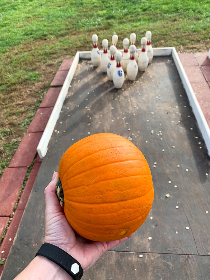 Fields of Adventure pumpkin bowling