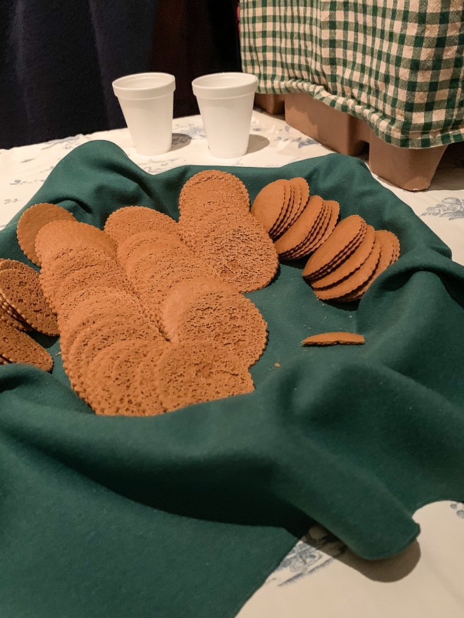 Warm apple cider and Moravian spice cookies are served at the end of the tour