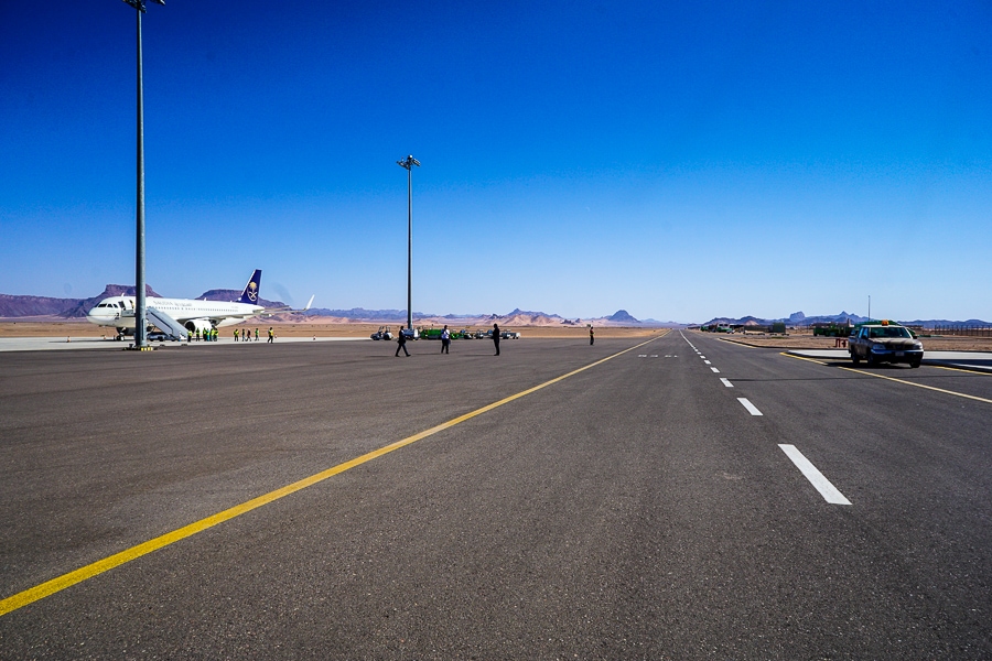 The runway at Prince Abdul Majeed bin Abdulaziz Domestic Airport