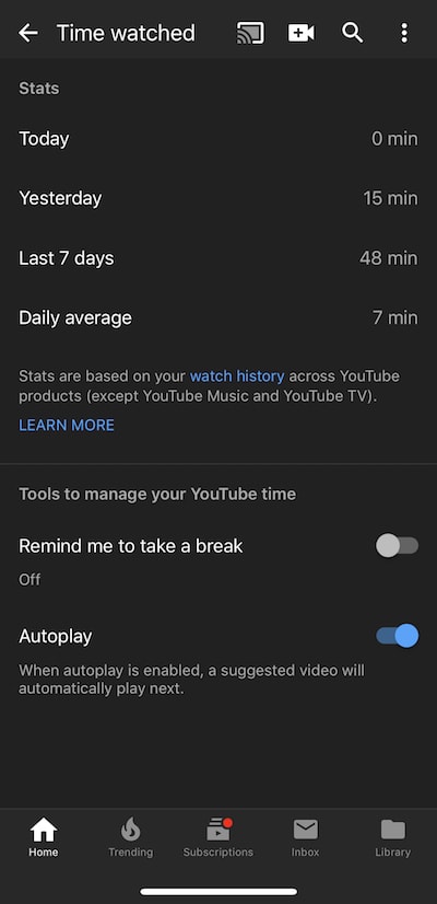 YouTube activity tracking