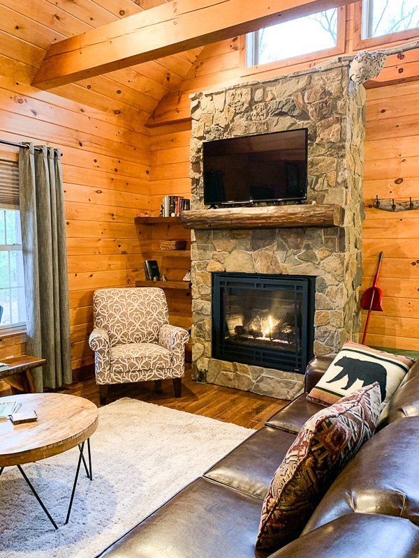 Fireplace at Rustic Ridge Retreat