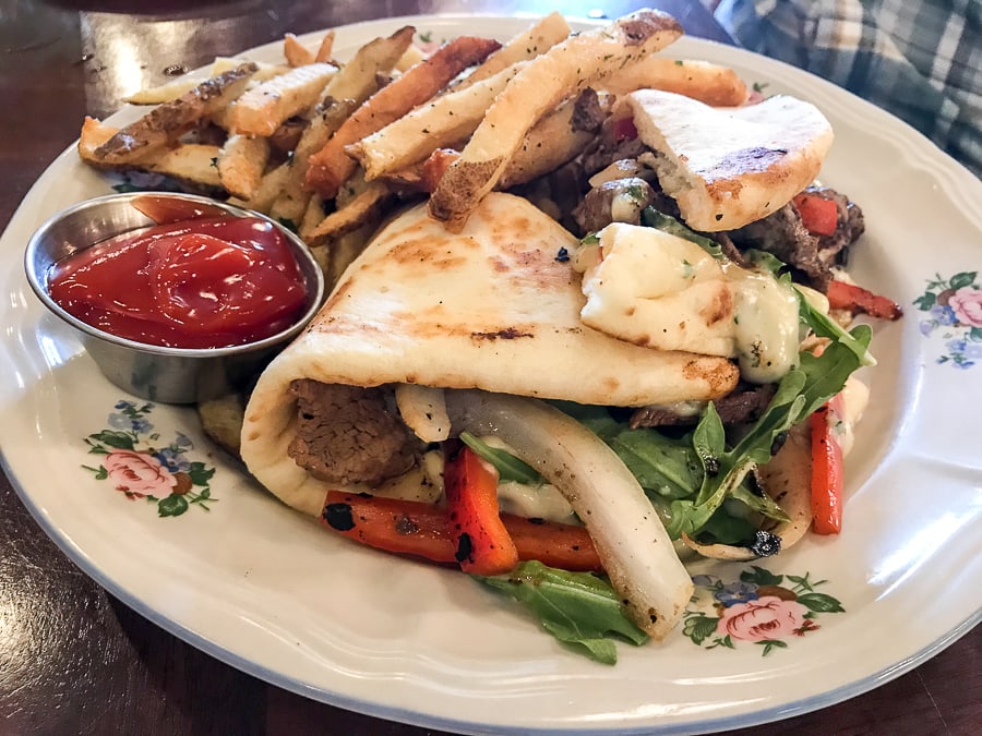 Steak and brie pita at MoonShadow Cafe