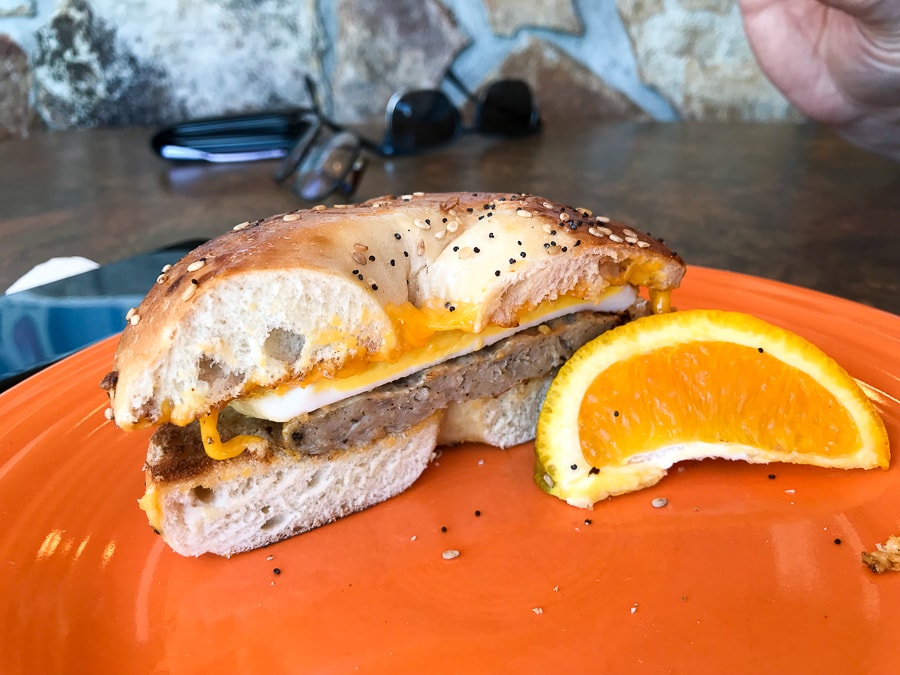 Breakfast sandwich at Trader's Coffee House