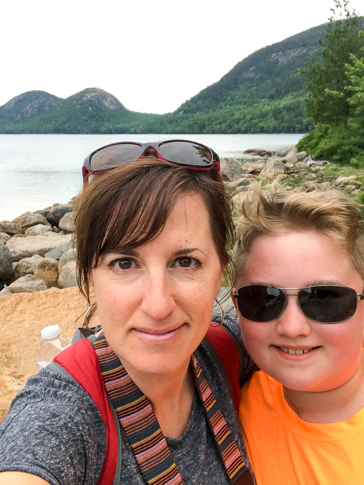 Mother and son at Jordan Pond