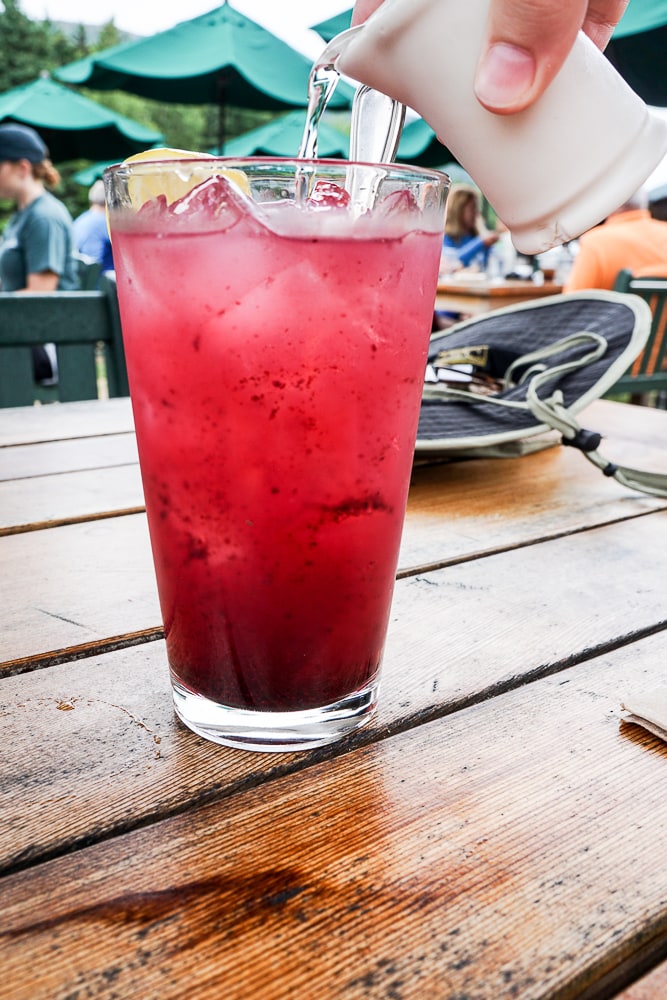 Blueberry lemonade with simple syrup at Jordan Pond House
