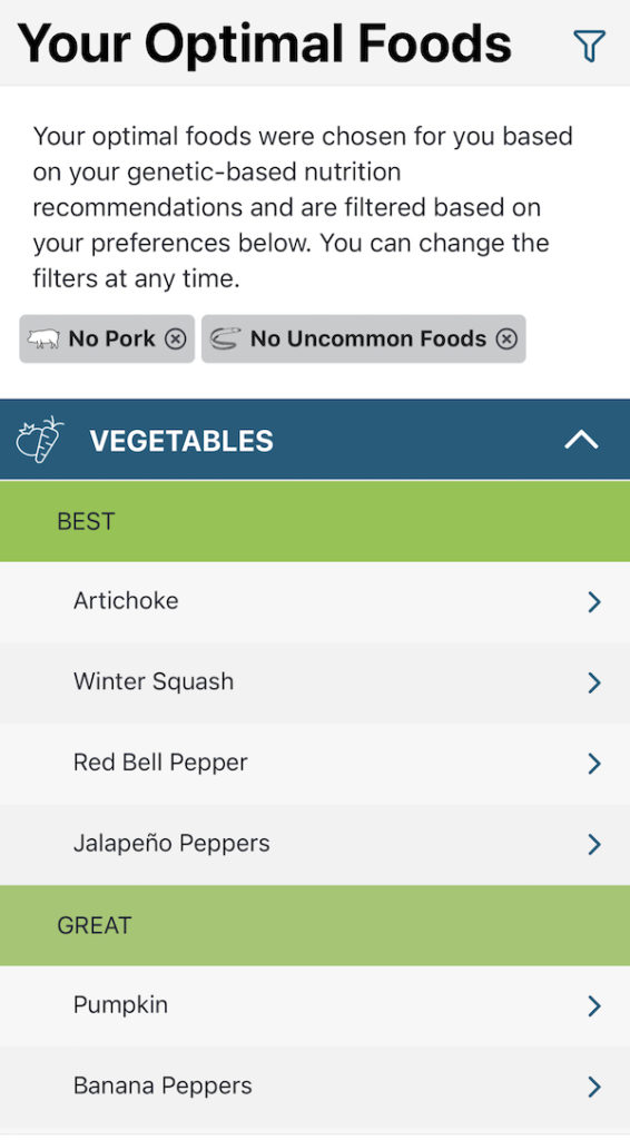 Vegetable recommendations