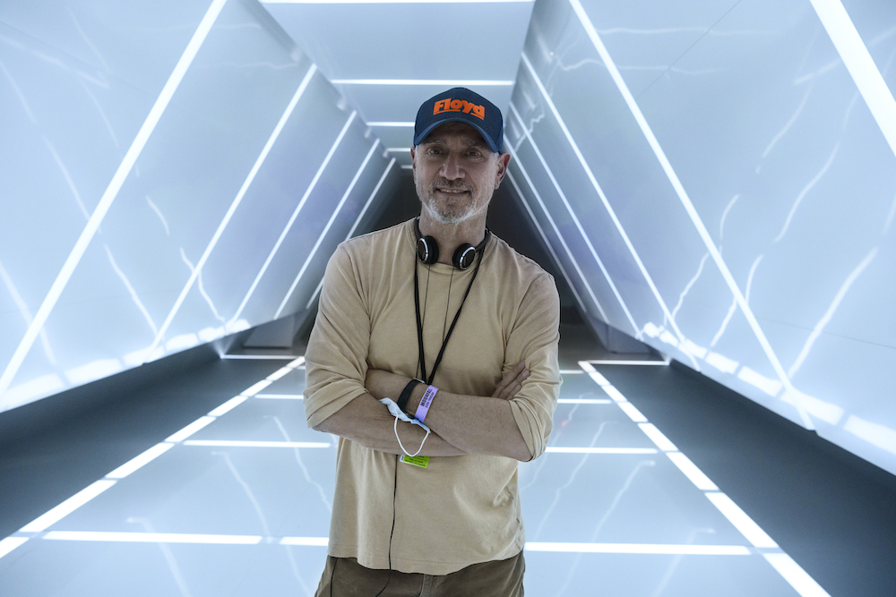 Director Roland Emmerich on the set of Moonfall. Photo Credit. Reiner Bajo