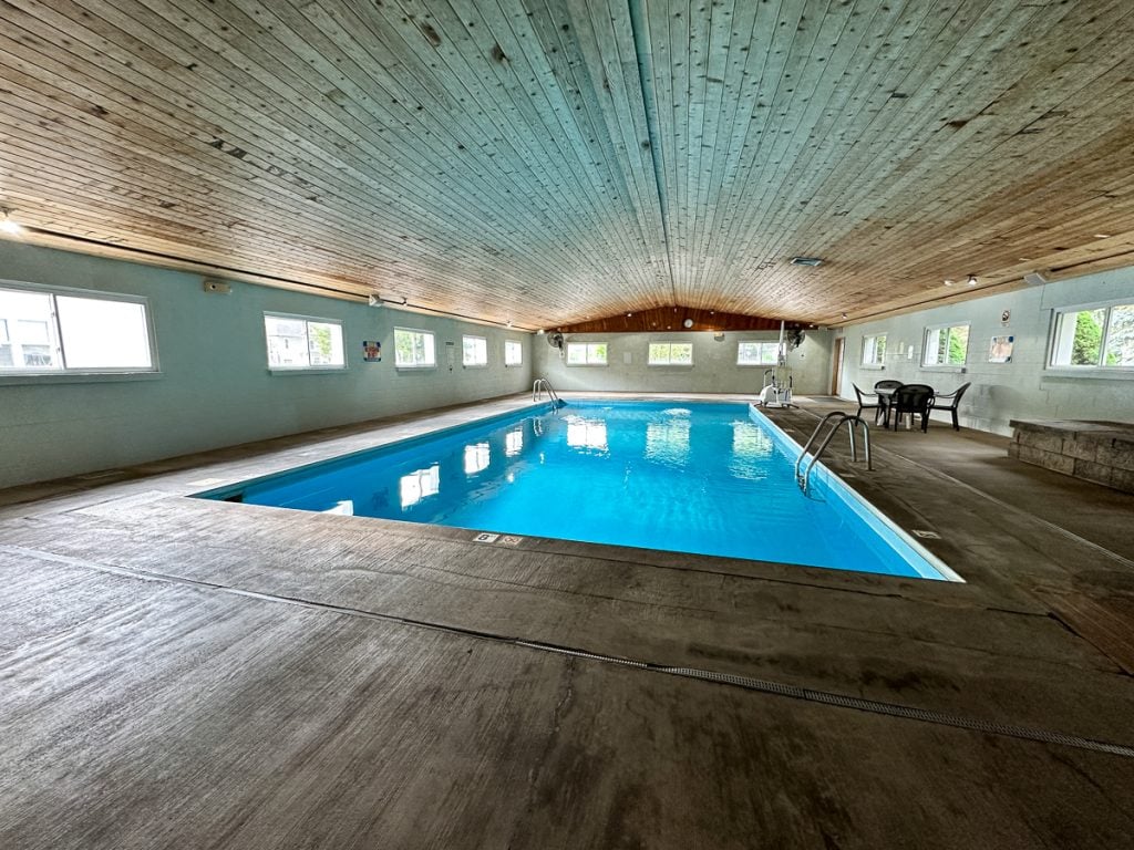The gorgeous indoor swimming pool at the Canyon Motel
