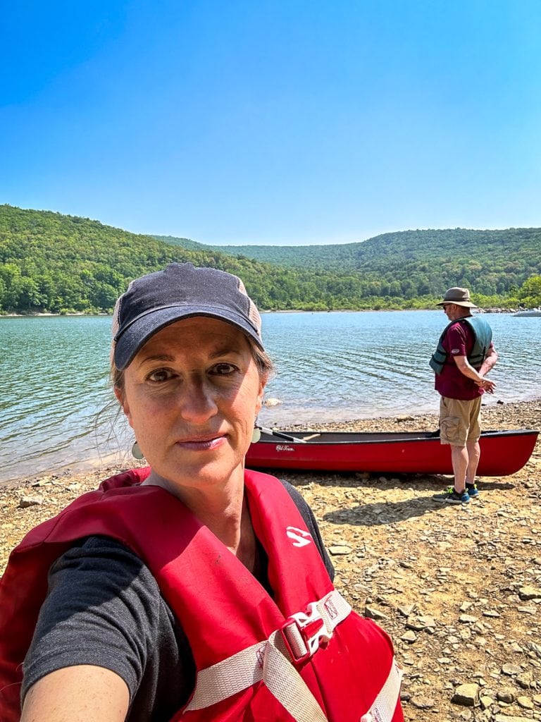 Me and my husband took the canoe