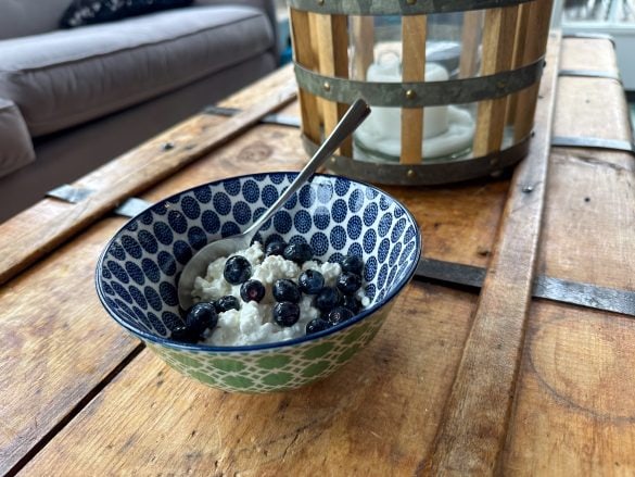 Cottage cheese and blueberries