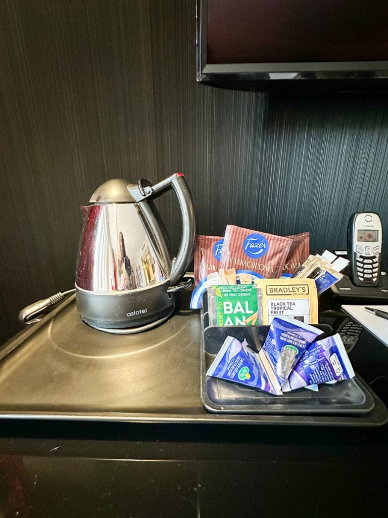 tea station in hotel room