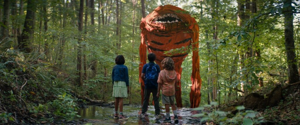Amber, Jack, and Bowman confront one of Amber's creations; SKETCH movie, courtesy of Angel Studios