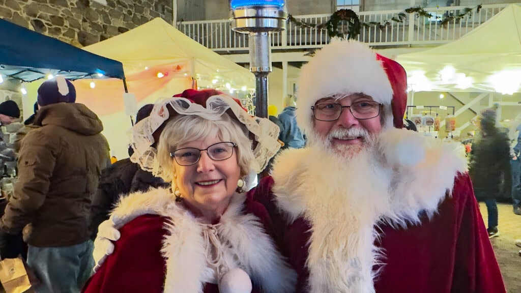 Santa and Mrs. Claus at Christkindlmarkt at Dills Tavern