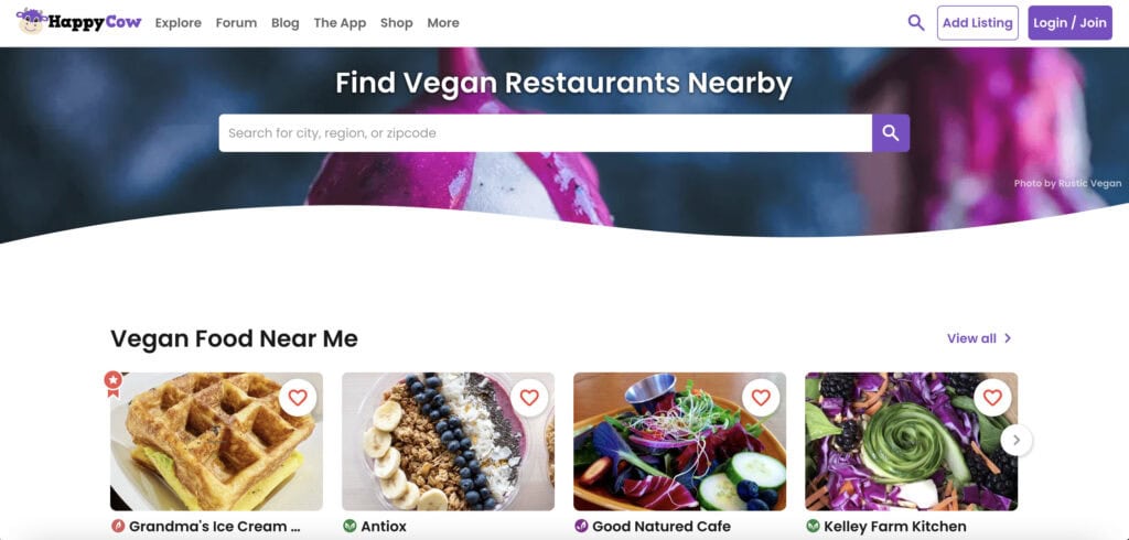 Happy Cow website
