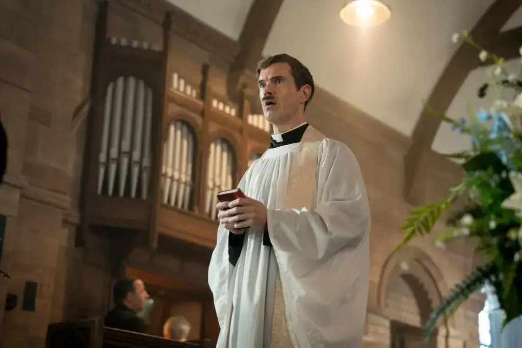 Jimmy Carr as the Vicar, Courtesy of Bleecker Street Media