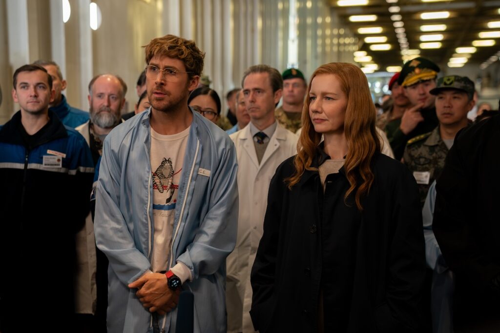 Ryan Gosling stars as Ryland Grace and Sandra Hüller as Eva Stratt in PROJECT HAIL MARY, from Amazon MGM Studios.
