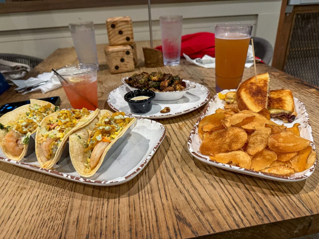 Fish tacos and Brisket grilled cheese!