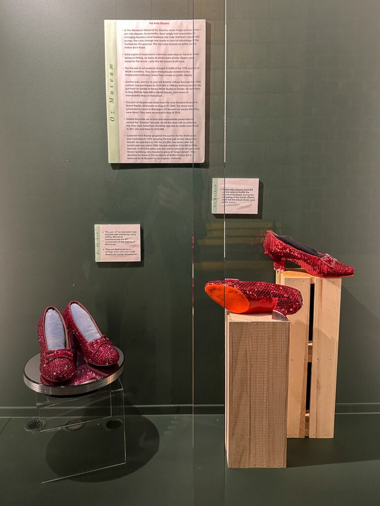 A model of Dorothy's ruby slippers