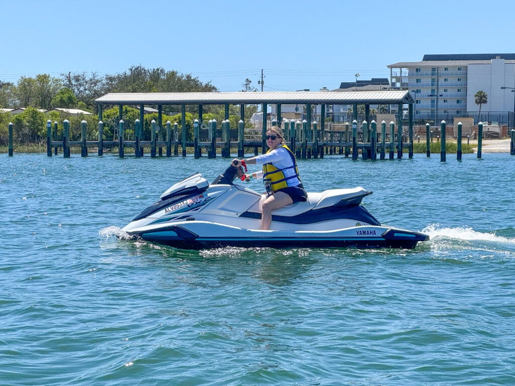 Fadra on a jet ski from Flora-Bama Marina
