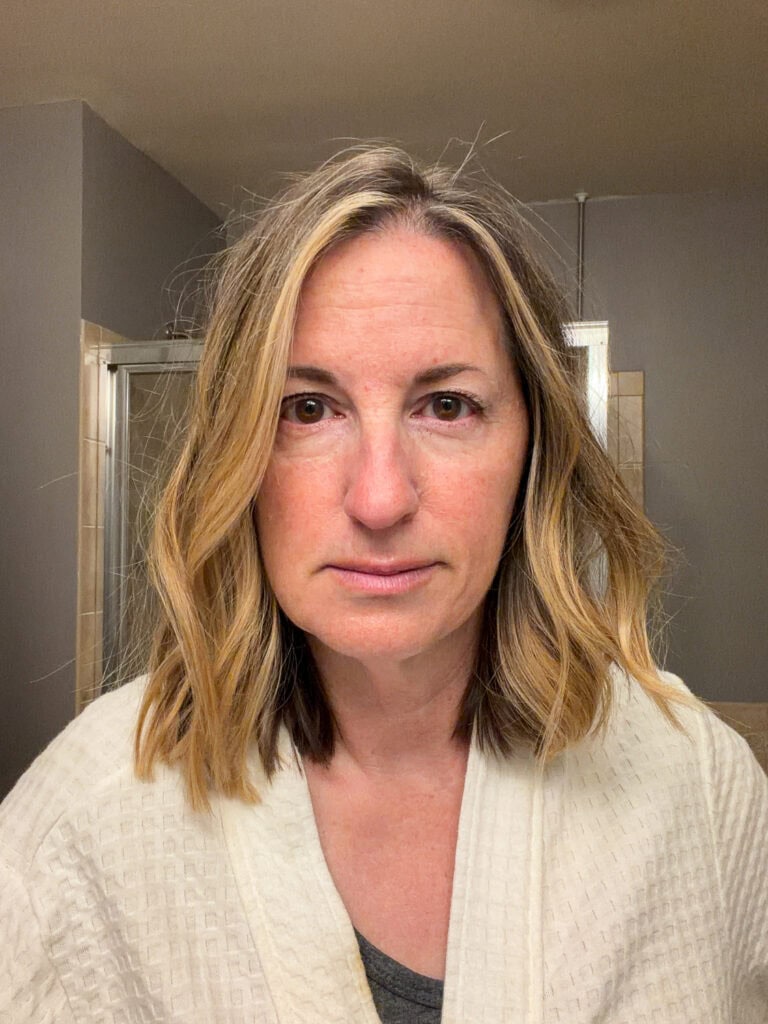 My 55 year old skin at the end of the day. Tired, dry, and red.